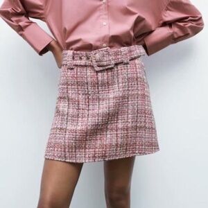 Zara belted tweed mini skirt For Women